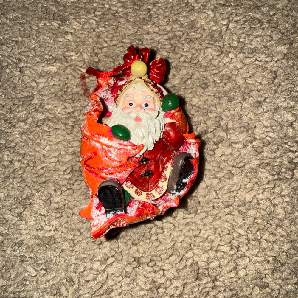 Christmas Santa Ornament Wrapped in Autumn Leaf